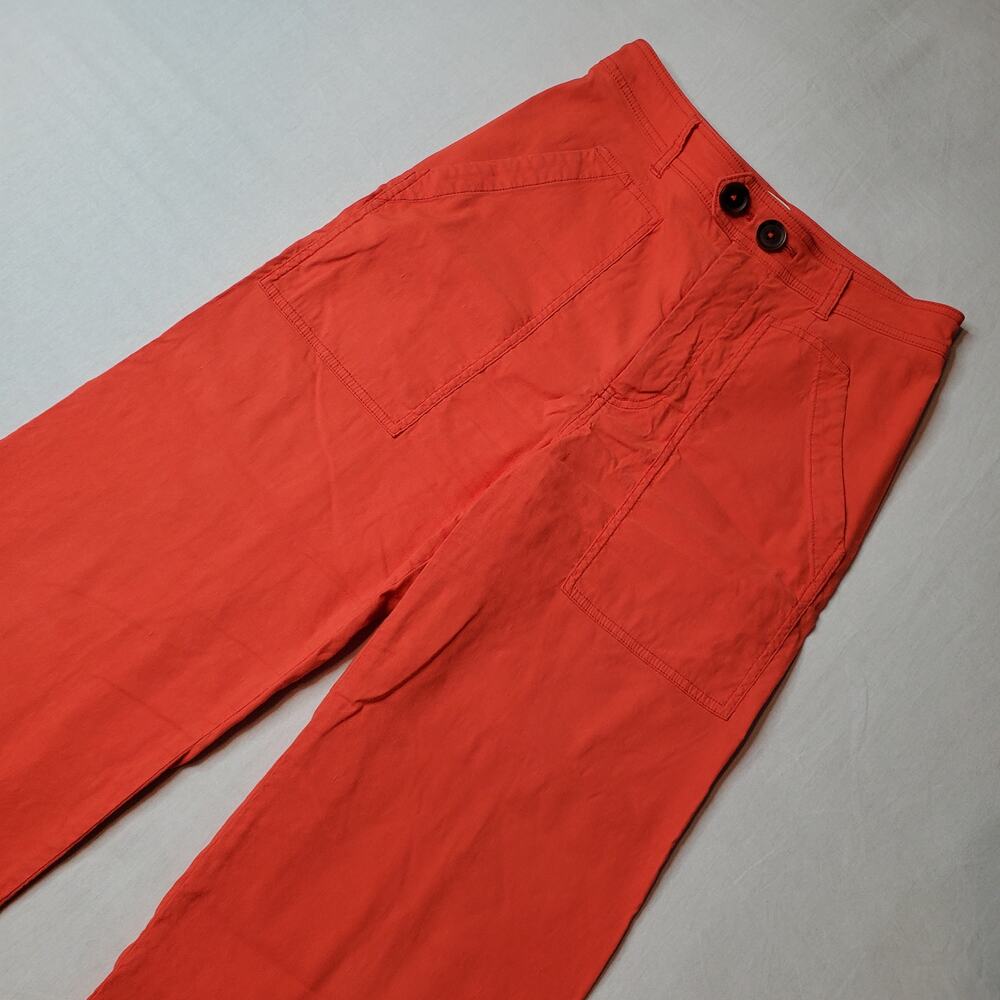 Maeve Anthropologie Women Size 4 Colette Crop Wide Leg Linen Blend Pant Orange